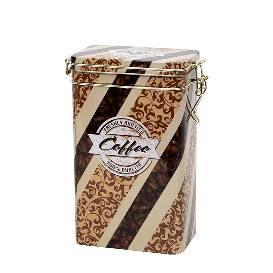 Voorraadblik met beugelsluiting coffee 12x7,5x20cm