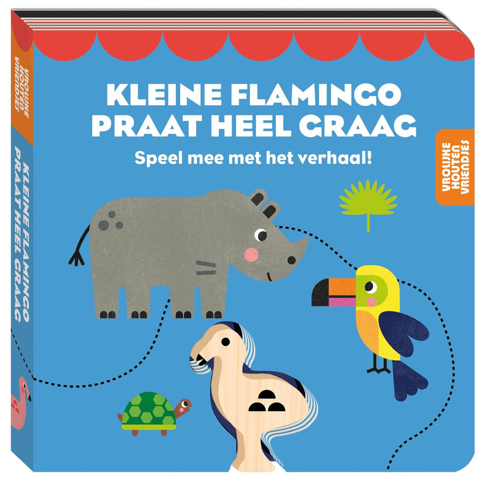 Imagebooks vrolijke houten vriendje - kleine flamingo praat heel graag