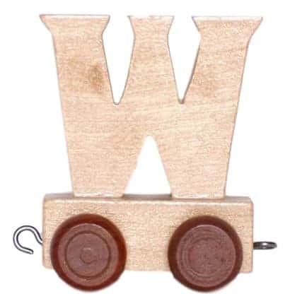 Bongers speelgoed houten letter w met wieltjes 6 cm hoog