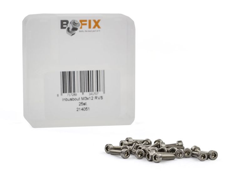 Bofix inbusbout m3 x 12 rvs
