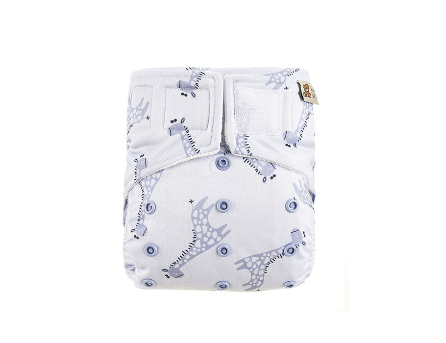 HappyBear Wasbare Luier Alles-in-één blauwe giraffe
