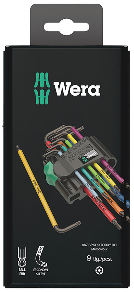Wera inbussleutelset torx 967 9 tx bo multicolour 1 sb (9-delig, torx t8 tot t40)