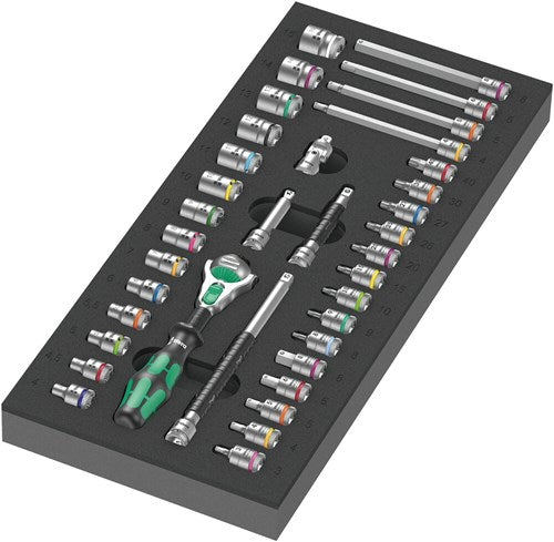 Wera 9720 schuimrubberen inzetstuk met 8000 a zyklop ratel 1 4 set 1, 37-delig - 05150110001