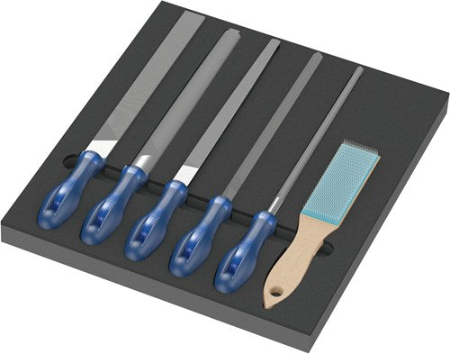 Wera 9783 schuimrubberen inzetstuk met pferd vijlen set 1, 6‑delig (zwart grijs, in schuiminzet voor werkplaatswagen)