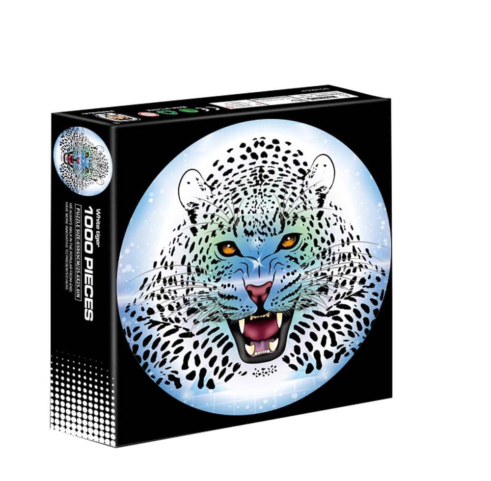 Intropuzzel rond - witte tijger - 1000 stukjes
