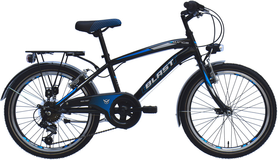 Blast 20 Inch 30 cm Jongens 6V V-Brakes Zwart Blauw