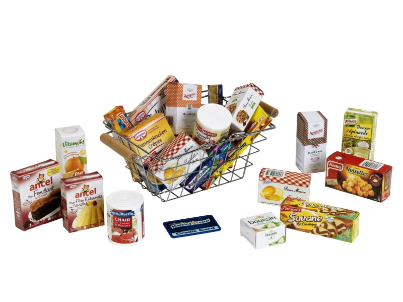Klein winkelmand metaal met franse producten