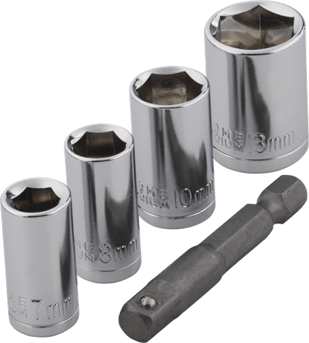 Wolfcraft dopsleutel-set | adapter | 50mm | 7 8 10 13mm | 1 set - 2413000