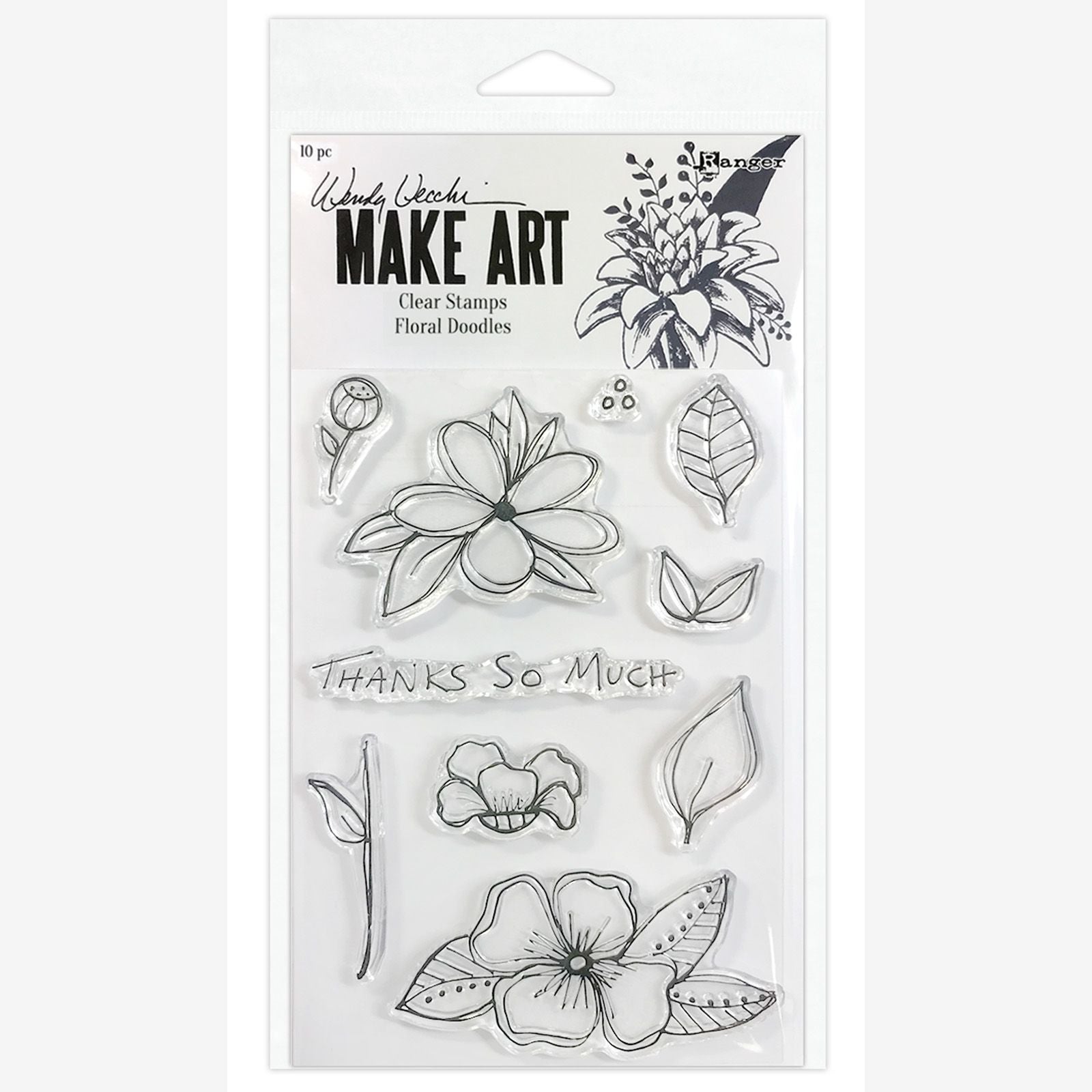 Ranger ink ranger • wendy vecchi make art clear stamp set floral doodles