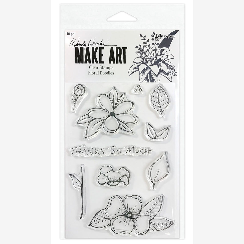 Ranger ink ranger • wendy vecchi make art clear stamp set floral doodles