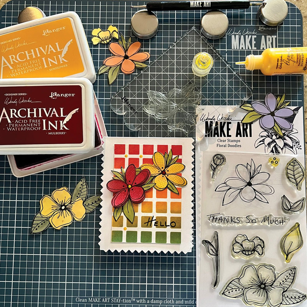 Ranger ink ranger • wendy vecchi make art clear stamp set floral doodles