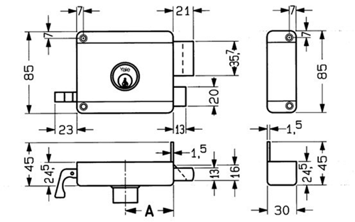 Yale 634-635 oplegslot | 1 toers met vaste buitencilinder | dm 50mm | draairichting 2. - 7225122