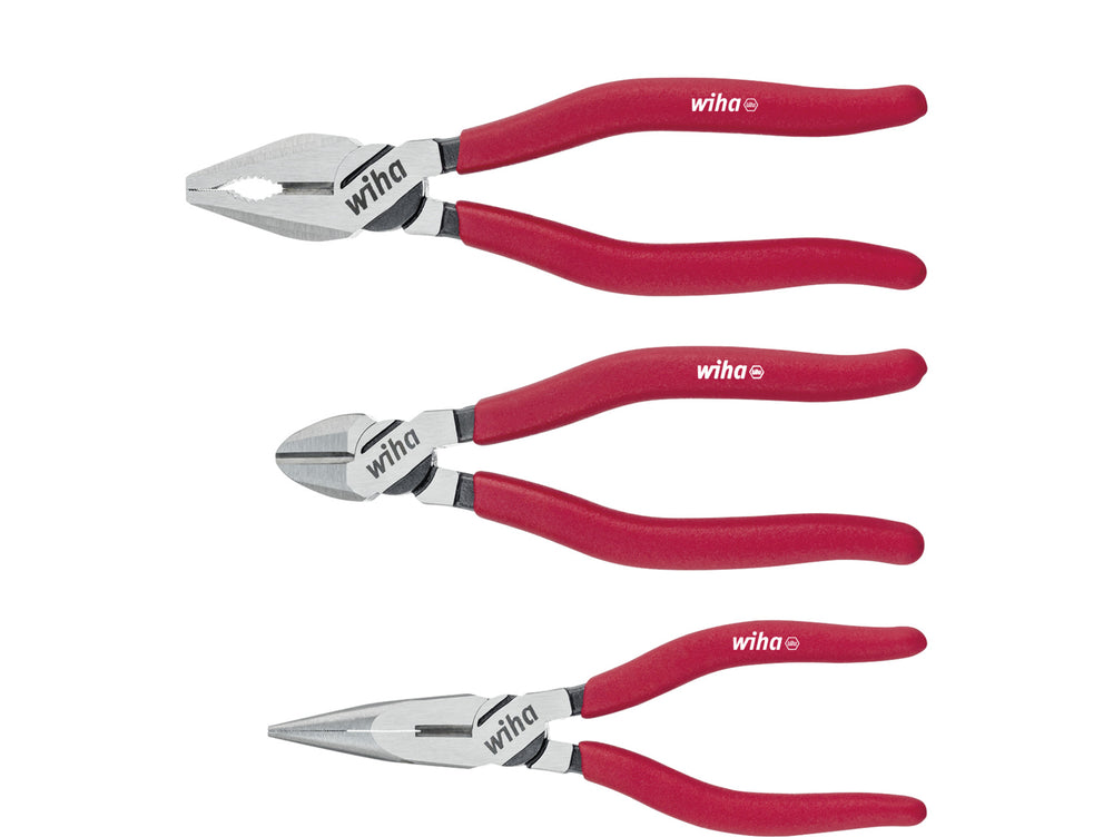 Wiha tangenset classic (rood, combinatie-, punt-, zijkniptang 3-delig)