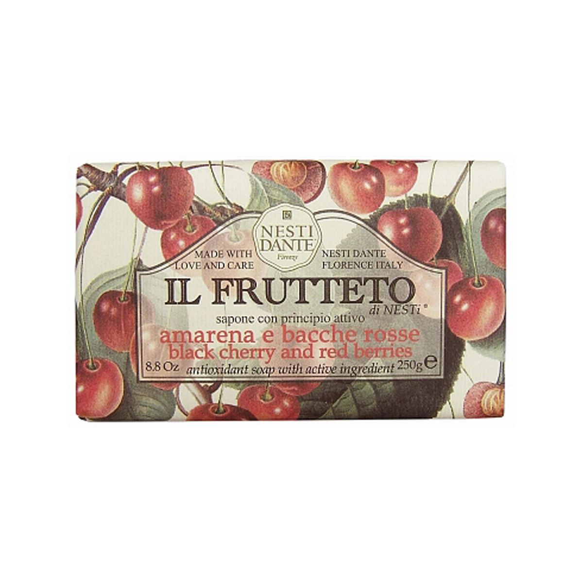 Nesti dante il frutteto zwarte kers rode bessen zeep 250gr.