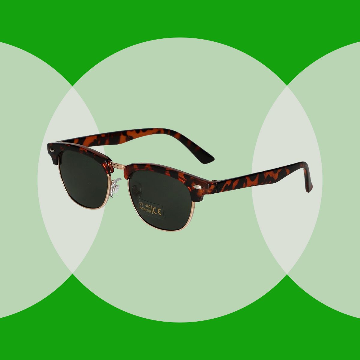 Spectrum zonnebril club vierkant havana goud groen unisex