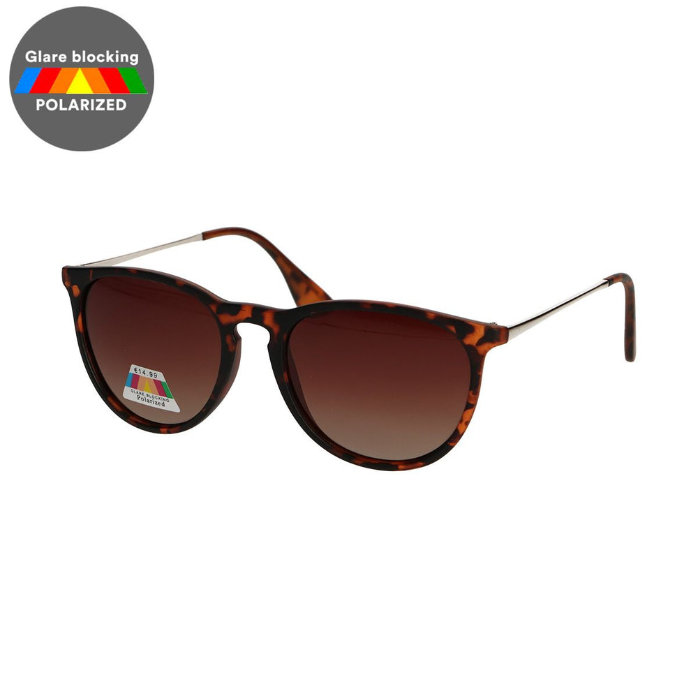Spectrum gepolariseerde zonnebril rond tortoise goud bruin dames