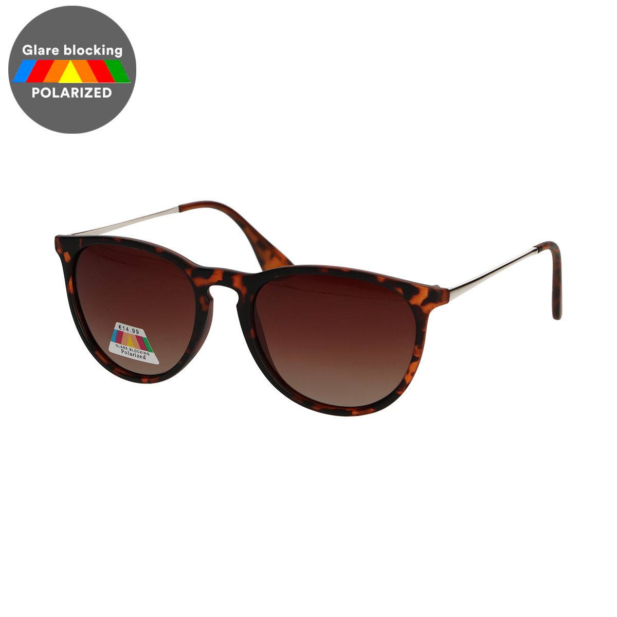 Spectrum gepolariseerde zonnebril rond tortoise goud bruin dames