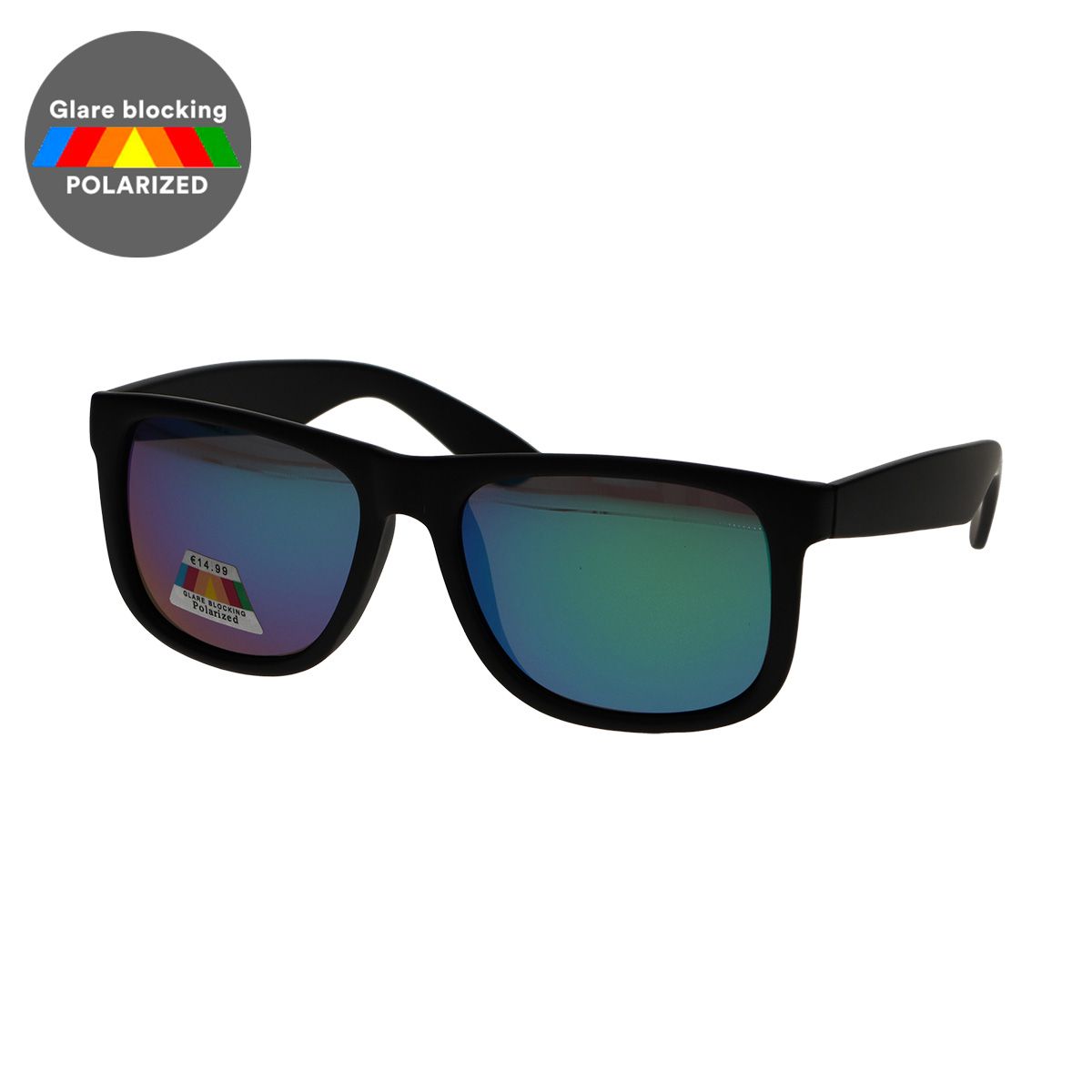 Spectrum gepolariseerde zonnebril vierkant mat zwart groen heren