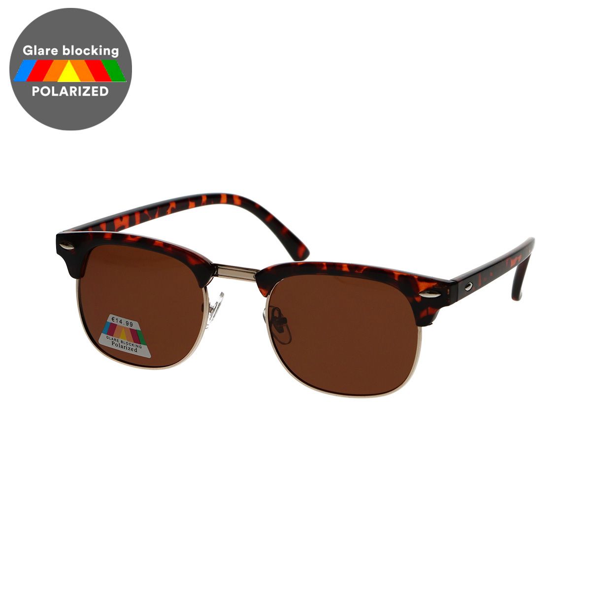 Spectrum gepolariseerde zonnebril club vierkant havana goud bruin unisex
