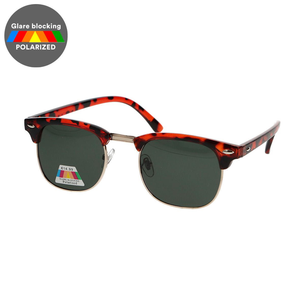 Spectrum gepolariseerde zonnebril club vierkant havana goud groen unisex