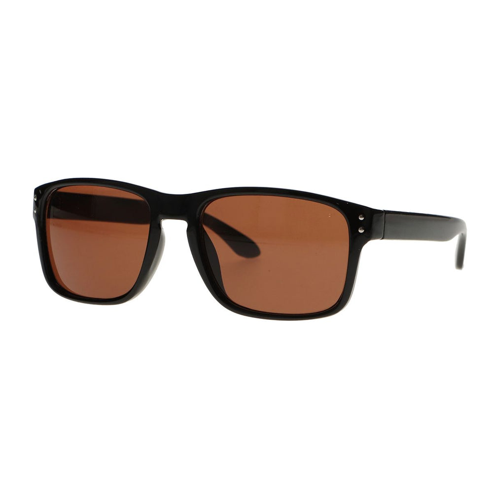 Spectrum zonnebril zwart rechthoekig bruin glas unisex