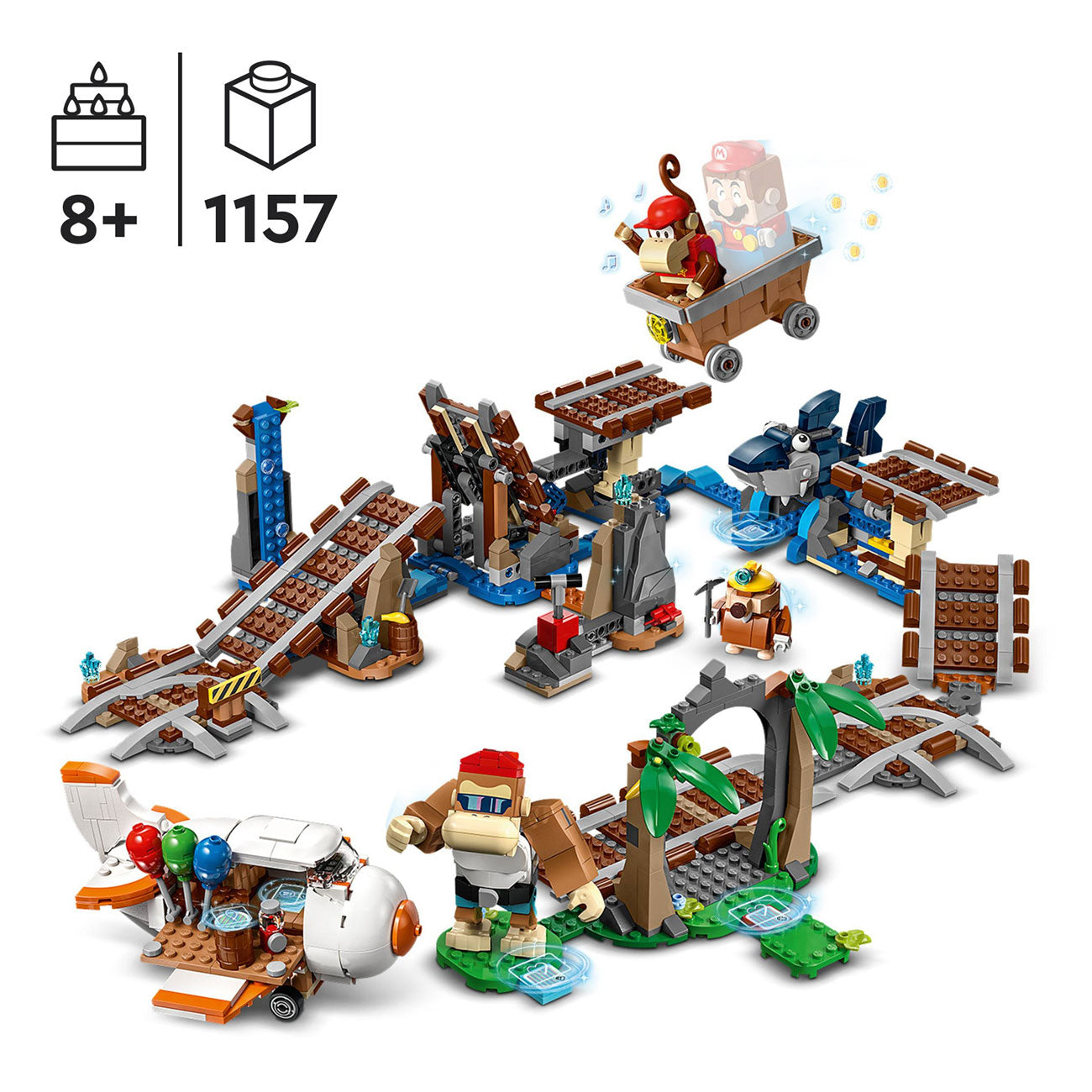 Lego super mario - uitbreidingsset: diddy kongs mijnwagenrit constructiespeelgoed (71425)