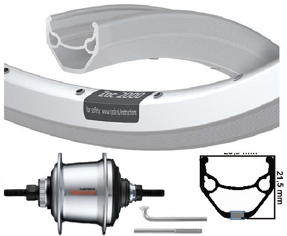 Kgs Achterwiel 28 inch 622 zilver zilver nexus 7 schijf centerlock