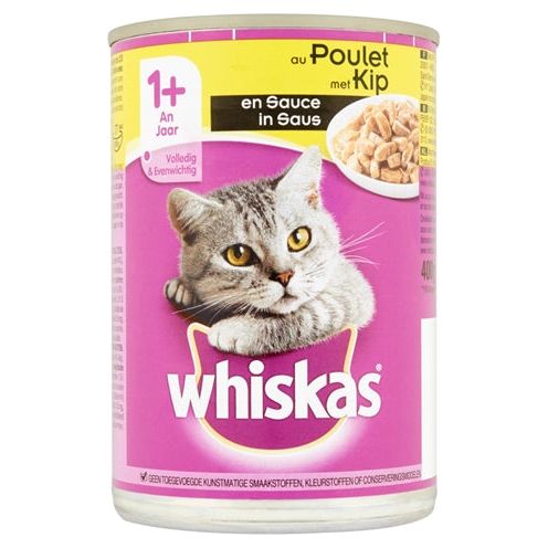 Whiskas blik volwassen brokjes in saus kip