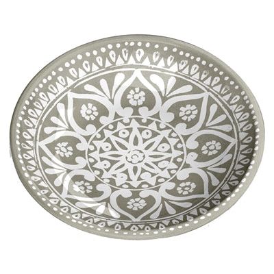 Tarhong voerbak kat boho medaillon taupe