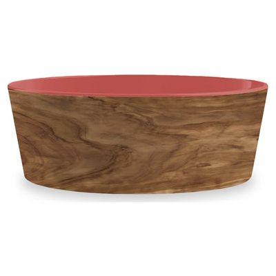 Tarhong voerbak hond olijf melamine houtprint sienna roze