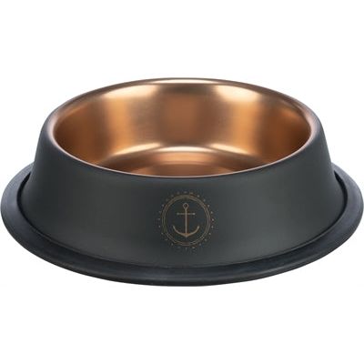 Trixie be nordic voer waterbak RVS rubber zwart brons
