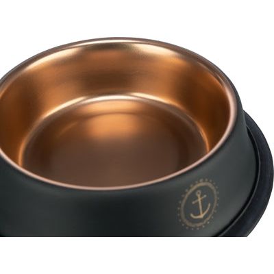 Trixie be nordic voer waterbak RVS rubber zwart brons