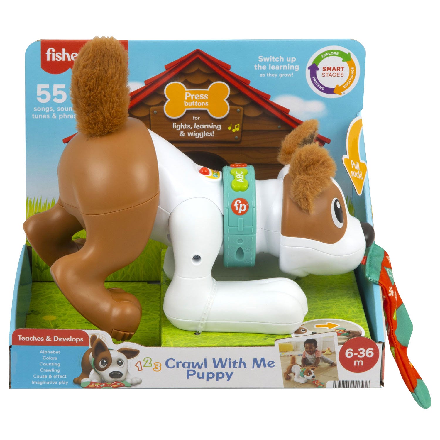 Fisher Price kruipt met mij puppy + licht en geluid