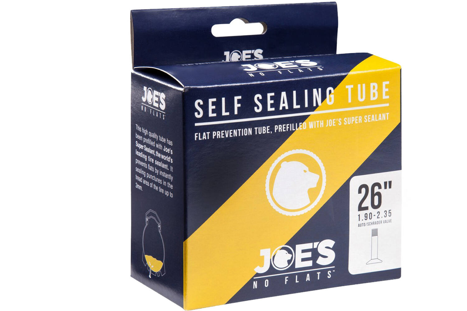 Joe's no flats - binnenband zelfsluitende tube gele gel fv 26x1.90-2.35