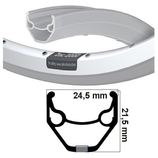 Ryde Velg zac 2000 zilver 28 36 gaats 14g etrto 622