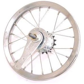 Roue arrière 12 1 2 x 2 1 4 chromée avec moyeu imitation Shimano