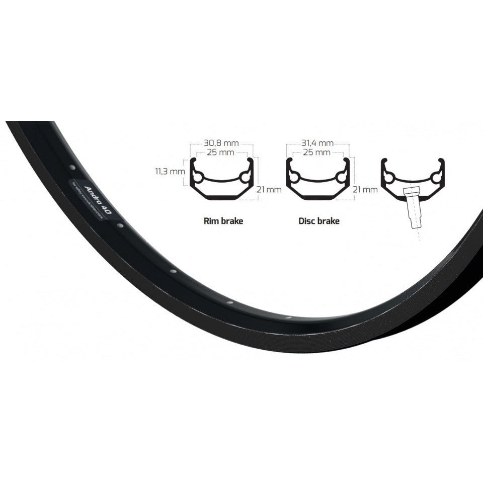 Ryde velg andra 40 26 inch (559) zwart schijf 32 gaats 14g