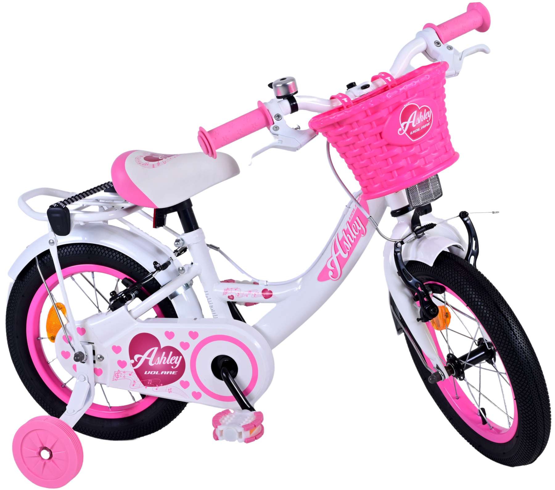 Volare Ashley Kinderfiets - Meisjes - 14 inch - Wit - Twee Handremmen