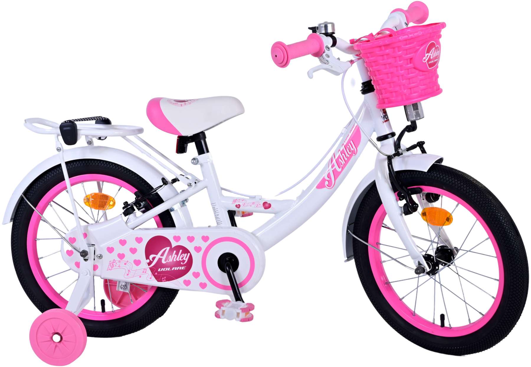 Volare Ashley Kinderfiets - Meisjes - 16 inch - Wit - Twee Handremmen