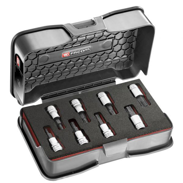 Facom Facom doppenset ⅜ 6-kant OGV-greep gehard staal zwart