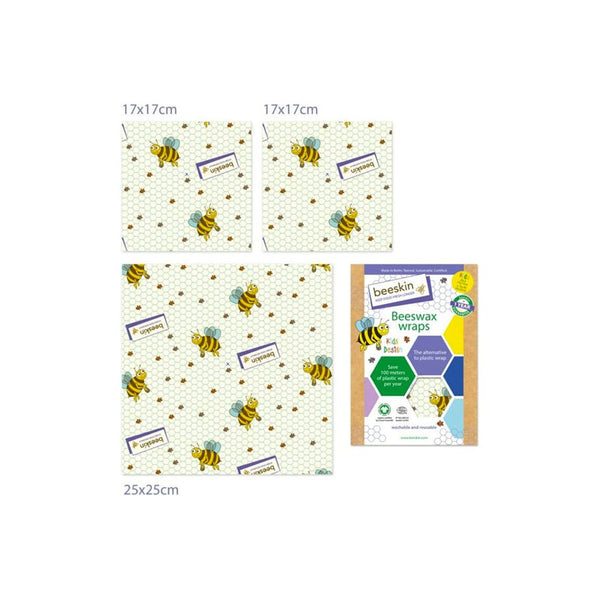 Beeskin Beeswax Wraps Set 2x Small and 1x Medium print