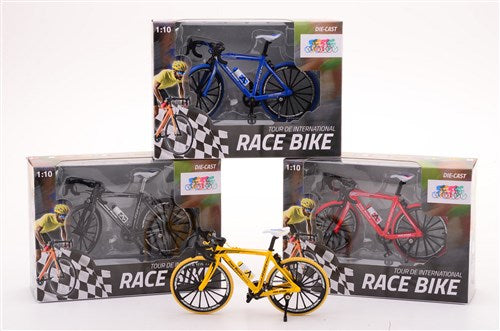 Mini racefiets schaal 1:10 4-kleuren