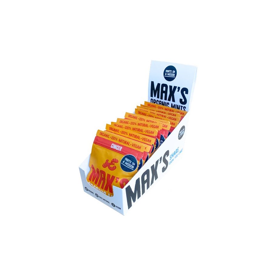 Max Organic Mints Gembermunten Display 12 stuks (17gr)