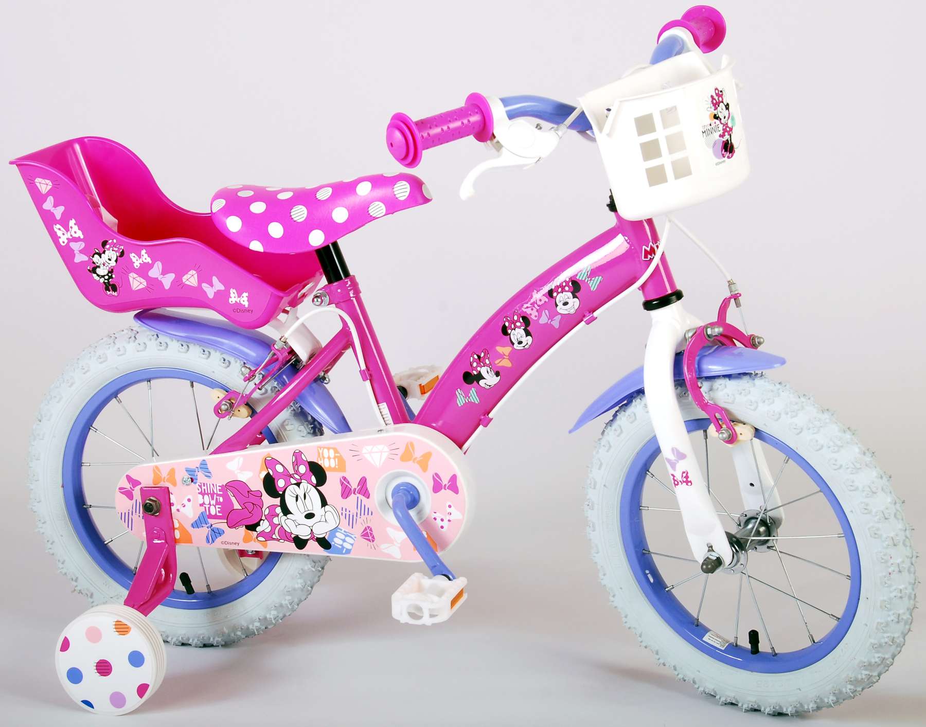 Disney Minnie schattigste ooit! - Kinderfiets - Meisjes - 14 inch - Roze - Twee Handremmen