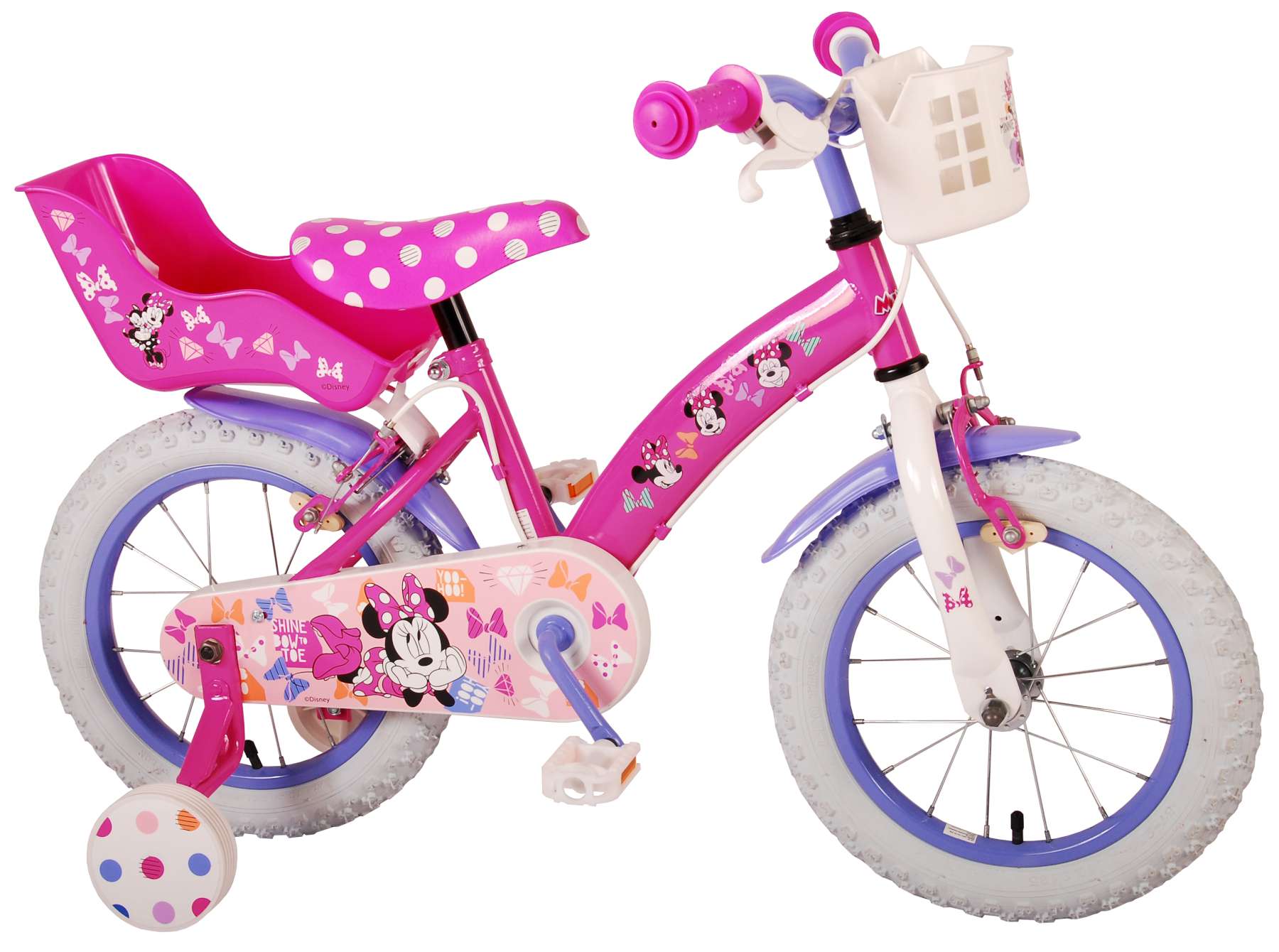 Disney Minnie schattigste ooit! - Kinderfiets - Meisjes - 14 inch - Roze - Twee Handremmen