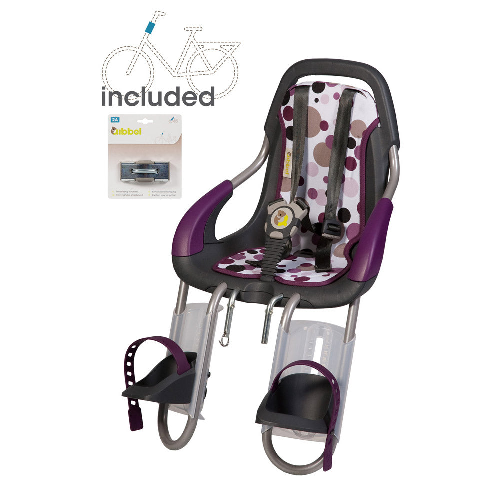 Qibbel voorzitje togo stuurpen antraciet stippen paars