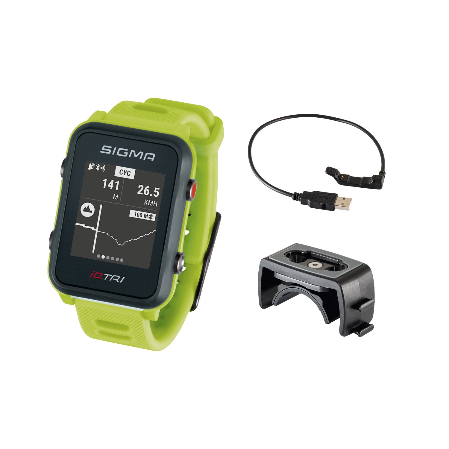 Sigma id.tri sporthorloge neon green basic zs harts gps acti ant+ ble