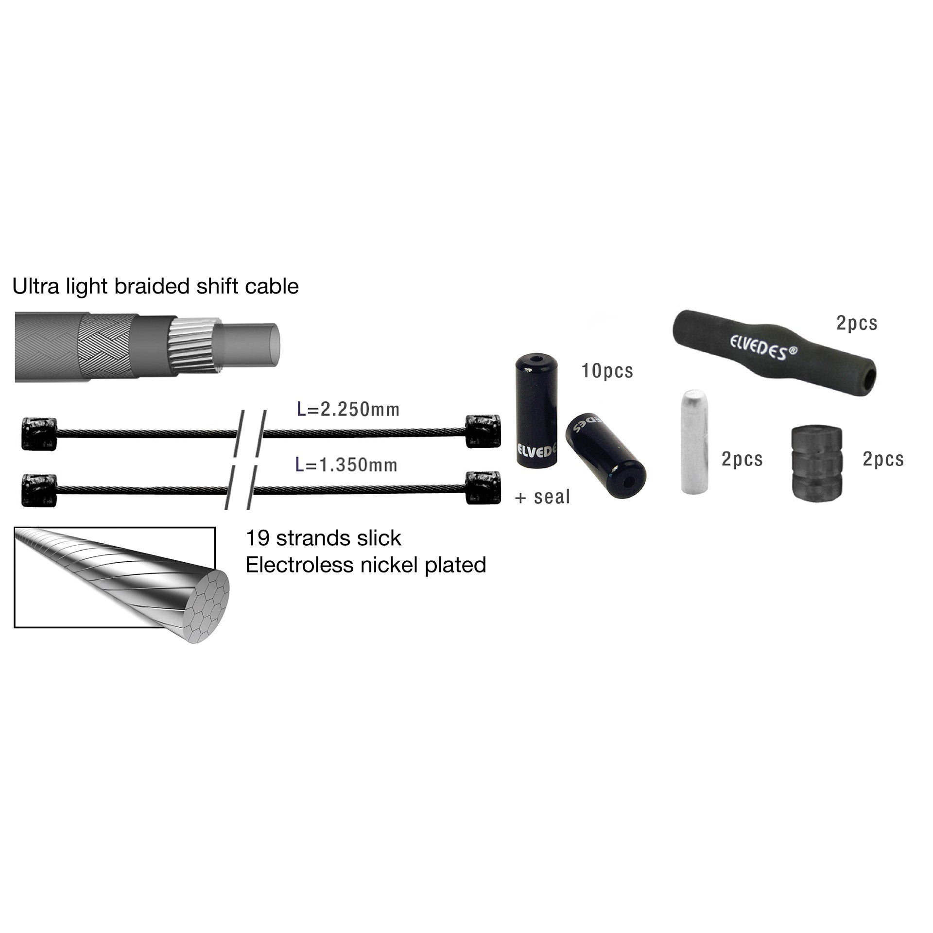 Elvedes schakelkabelkit ProL.ATB Race wit 2017157