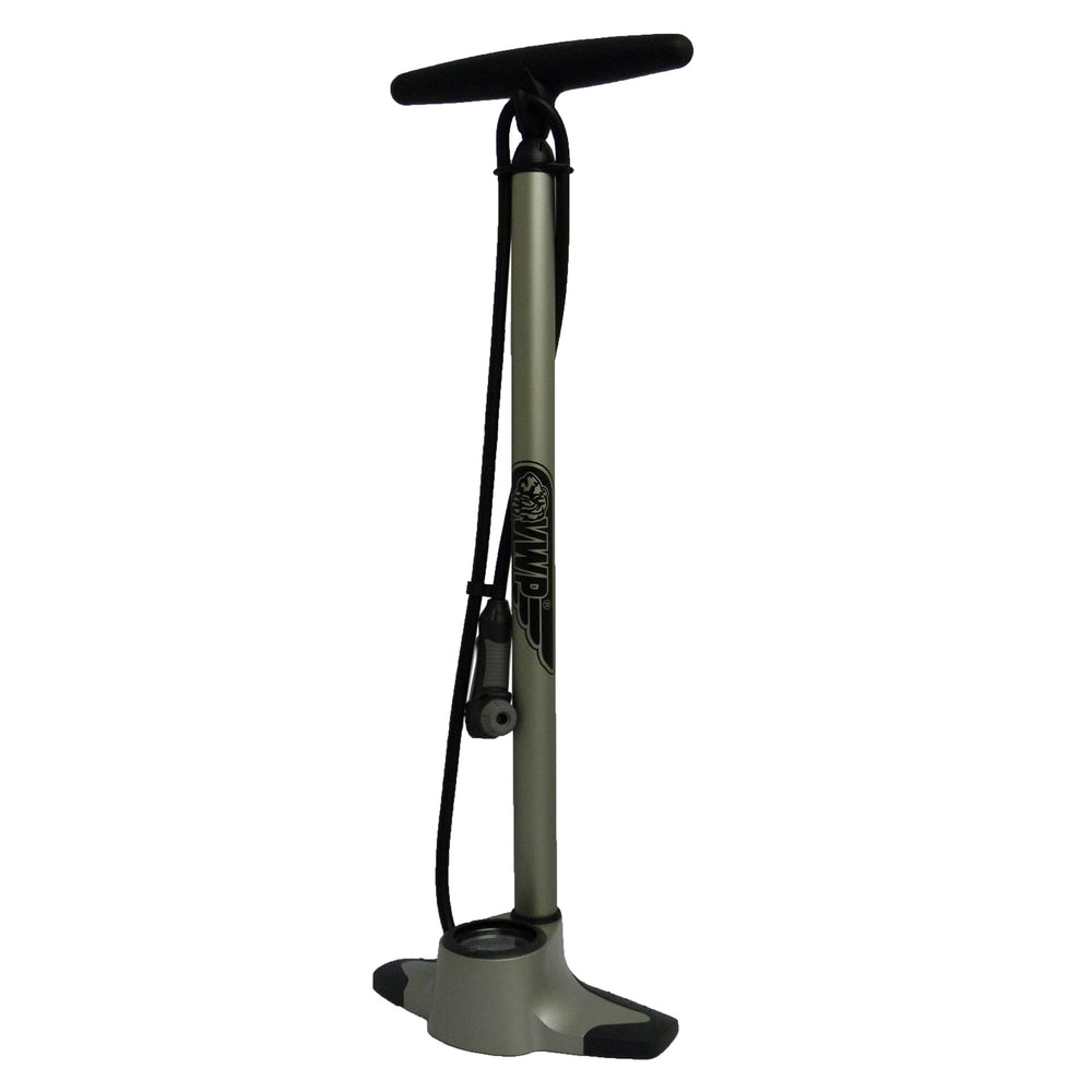 Pompe à pied VWP avec manomètre acier GF-12 argent