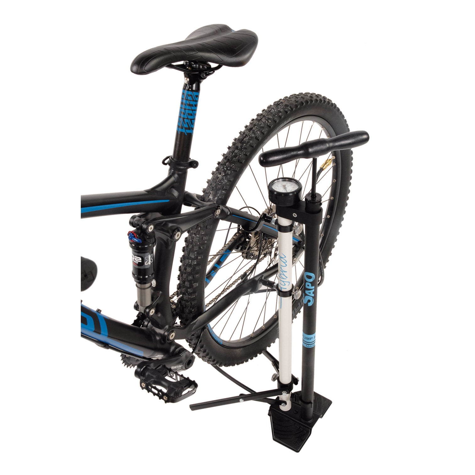 Sapo hybride vloerpomp m fiets standaard m manometer hv fv av
